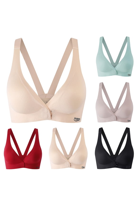 Women's Plus Size Bras,Front Closure Bra,Womens Underwear Wireless Front Close No Underwire Thin Lightly Lined Comfortable Push Up Support Bra for Daily Lounge
