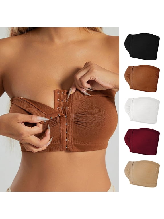 Women's Plus Size Bras,Strapless Bra,Wireless Convertible Bandeau Bra Comfortable Seamless Support Removable Straps Breathable Multiway Tube Top