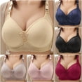 thumbnail image 1 of QNANSPI Women's Plus Size Bras,Wireless Bras for Women,Embroidered Wireless Bra with Center Button Detail Push Up Support Breathable Comfortable Demi Bra, 1 of 4