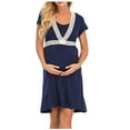 thumbnail image 1 of QNANSPI Women's Short Sleeve Maternity Dress,Plus Size Maternity Dress,Lace Detail Maternity Nightgown Short Sleeve Sleepwear Soft Lounge House Dress, 1 of 4