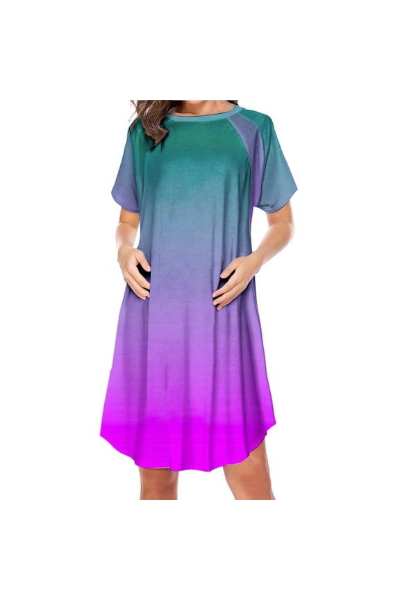 Women's Short Sleeve Maternity Dress,Plus Size Maternity Dress,Print Nursing Maternity Dress Short Sleeve Round Neck Side Zipper Breastfeeding Gown