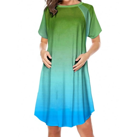 QNANSPI Women's Short Sleeve Maternity Dress,Plus Size Maternity Dress,Print Nursing Maternity Dress Short Sleeve Round Neck Side Zipper Breastfeeding Gown