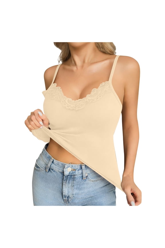 Women's Sleep Shirts Sleeveless, Summer Pajama Tank Tops for Women, Women Summer Breathable Lace Detail V Neck Camisole Lightweight Sleeveless Layering Tank Top for Home and Daily Use