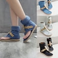 thumbnail image 1 of QNANSPI Women's Wedge Heel Shoes, Summer Casual Footwear for Women, Women High Top Denim Strap Toe Post Footwear With Buckle Detail Summer Fashion Flat Heel Shoes, 1 of 6