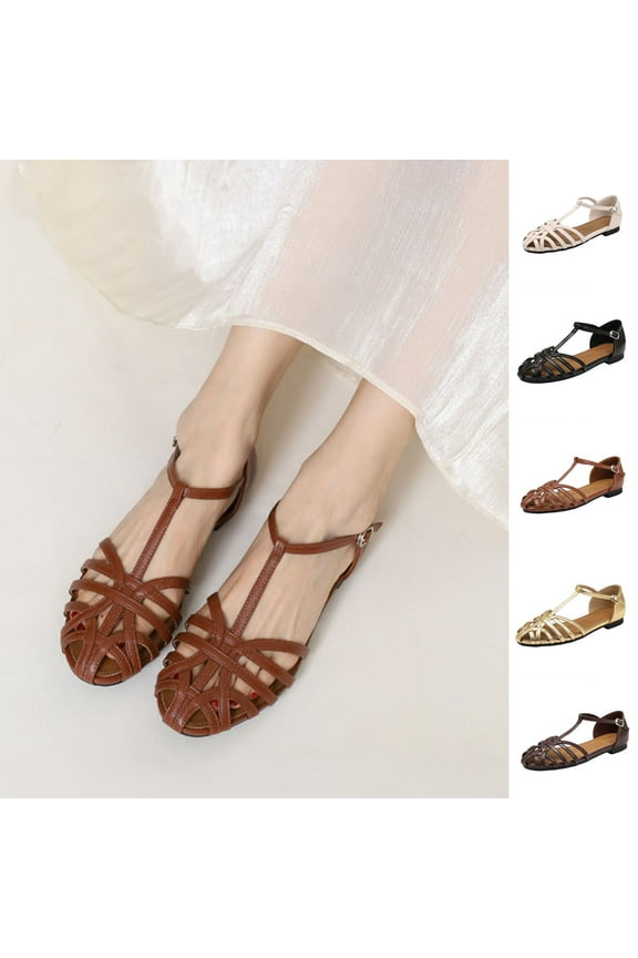 Women's Wedge Heel Shoes, Summer Casual Footwear for Women, Women Open Toe Woven Mule Shoes With Pointed Front Closed Toe Look Summer Flat Footwear