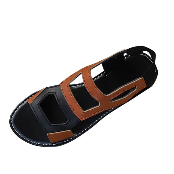 QNANSPI Women's Wedge Heel Shoes, Summer Casual Footwear for Women, Women Perforated 2-Tone Flat Heel Roman Style Beach Slide Footwear For Summer Shoes