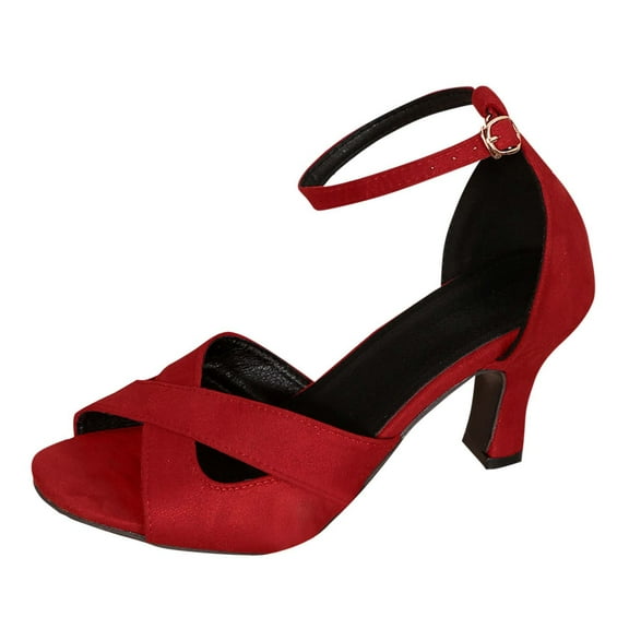 QNANSPI Women's Wedge Heel Shoes, Summer Casual Footwear for Women, Women Solid Color Round Toe Fashion Broad Heel Footwear With Ribbon For Summer Slide Shoes