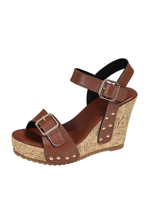 Women's Wedge Heel Shoes, Summer Casual Footwear for Women, Women Solid Color Wide Width Peep Toe Wedge Thick Heel Footwear With Strap For Summer Wear Shoes