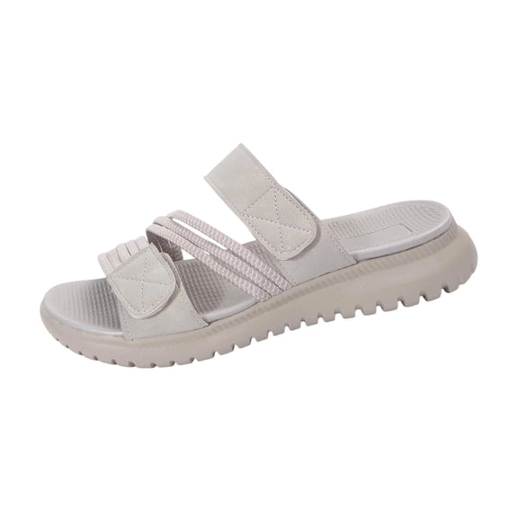 QNANSPI Women's Wedge Heel Shoes, Summer Casual Footwear for Women, Women Thick Sole Slide On Shoes With Hook And Loop Closure In Solid Color Summer Casual Wide Width Footwear