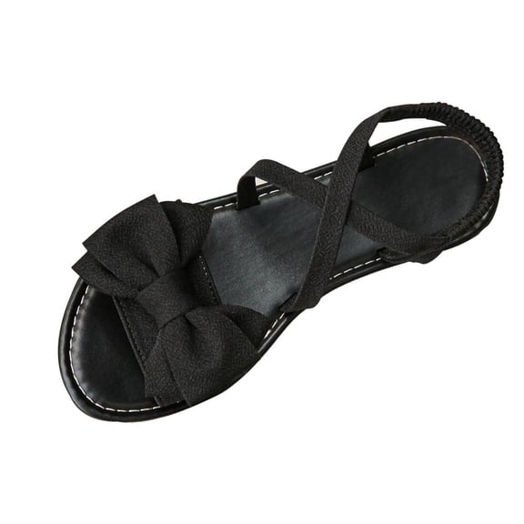 QNANSPI Women's Wedge Heel Shoes, Summer Casual Footwear for Women, Women Flat Beach Footwear With Bow Detail Soft Bottom Summer Slide Shoes