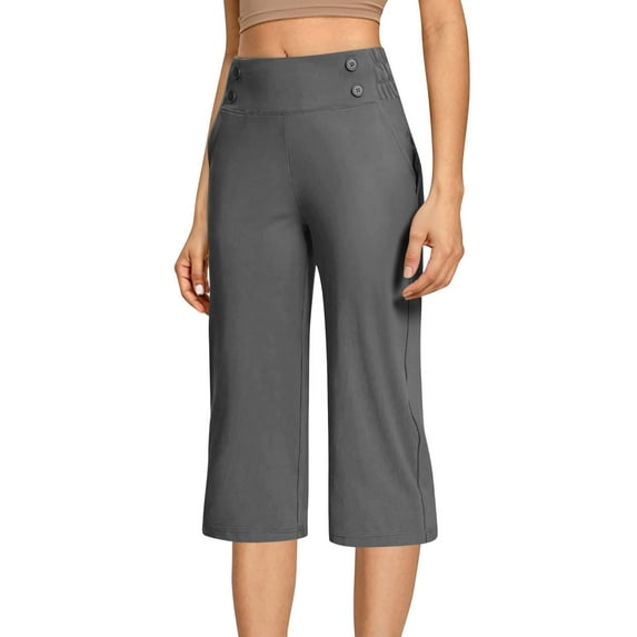QNANSPI Women's Work Pants, Business Casual Pants, Women's Stretchy Fitness Wide Leg Yoga Crop Pants Work Casual Daily Active Wear