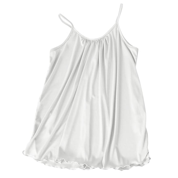 QNANSPI Womens Pajama Tops Sleeveless, Sleep Tops Sleeveless for Women, Womens Solid Color Ruffle Detail Sleeveless Nightdress Tank Top Home Sleepwear