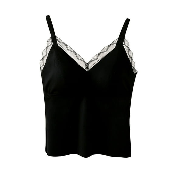 QNANSPI Womens Pajama Tops Sleeveless, Sleep Tops Sleeveless for Women, Womens Built-In Bra Sleeveless Cropped Tank Top Sleepwear Cami