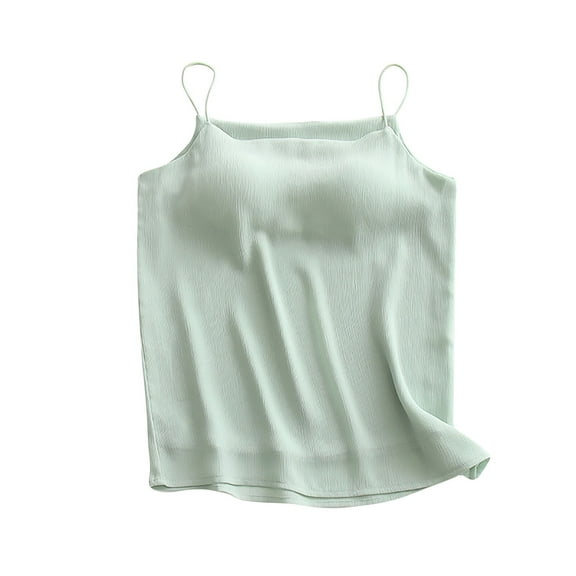 QNANSPI Womens Pajama Tops Sleeveless, Sleep Tops Sleeveless for Women, Womens Summer Lightweight V Neck Built In Bra Camisole Sleep Shirt
