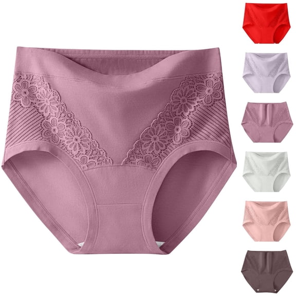 QNANSPI Womens Underwear Briefs, Underwear for Women, Womens Breatheable High Waist Lace Print Briefs Panties for Ladies
