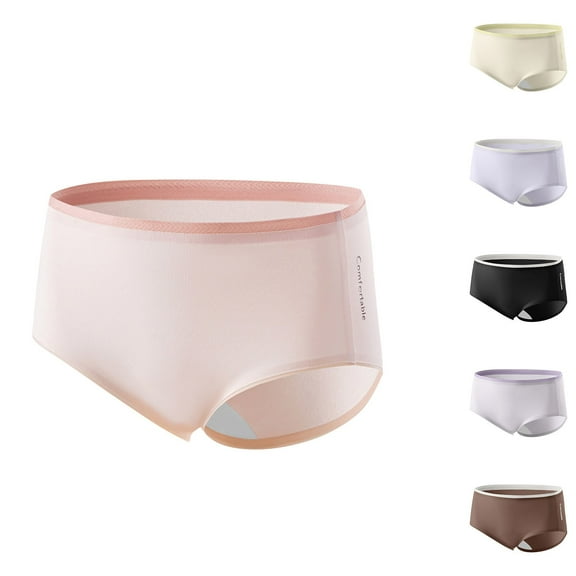 QNANSPI Womens Underwear Briefs, Underwear for Women, Womens Summer Mid Waist Plus Size Gentle Breathable Extended Briefs Panties