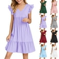 thumbnail image 1 of QNANSPI Young Girls Sundress,Girls Ruffle Dress,Summer Dresses Cute Double Layer Ruffle Sleeve Smocked Flowy Dress, 1 of 4