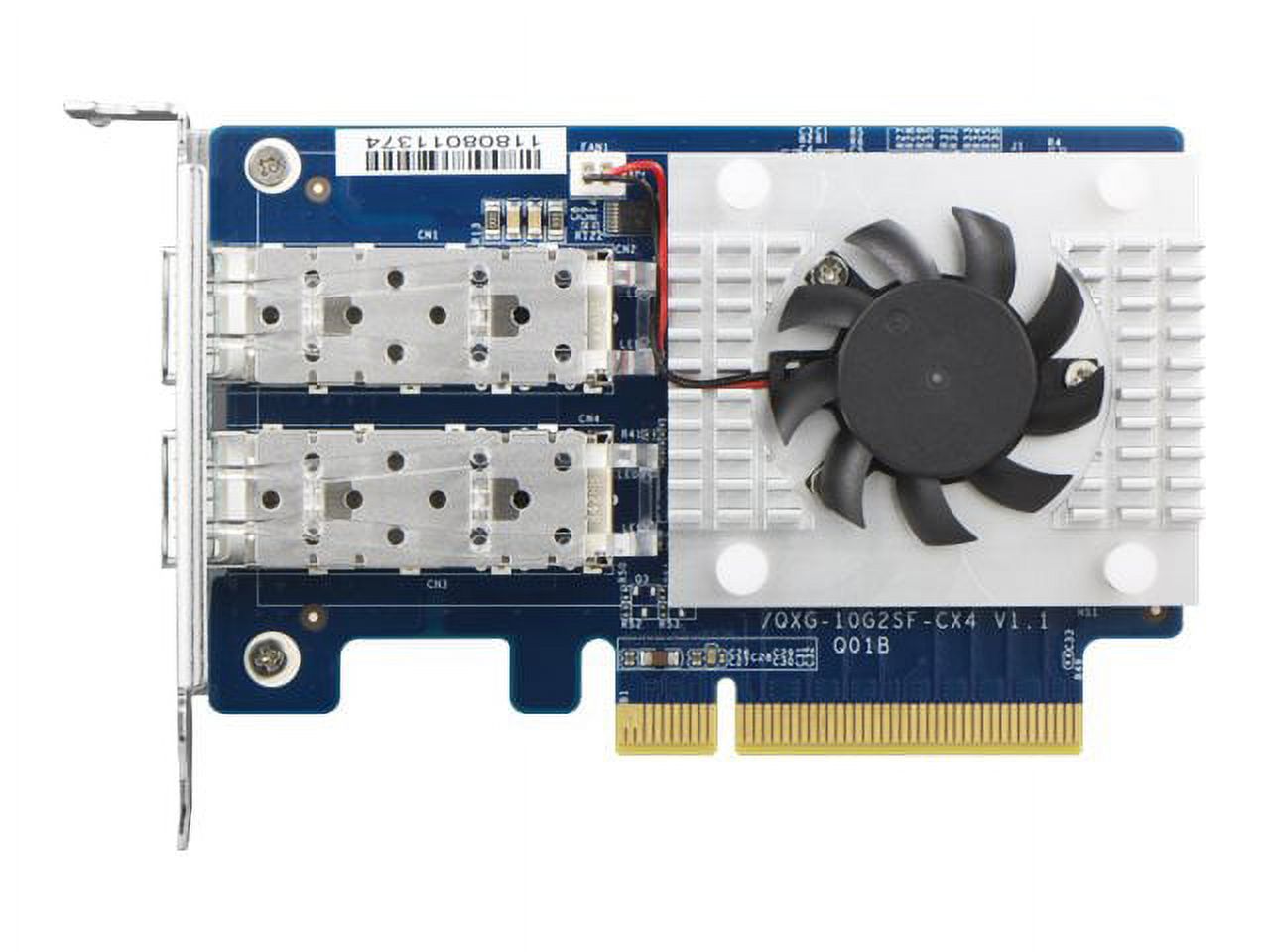 QNAP QXG-10G2SF-CX4 - Network adapter - PCIe 3.0 x8 low profile - 10 Gigabit SFP+ x 2 - for QNAP ES1640DC V2, TS-1277, 253, 453, 473, 677, 853, 877, 977, TVS-2472, 473, 673, 872, 873 - image 1 of 5