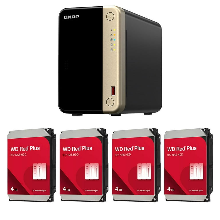 QNAP TS-264 2-Bay Desktop NAS Enclosure, Bundle with 4x WD