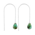 thumbnail image 1 of QNAVIC AA Green Emerald Crystal Pear Stone Threader Earrings for Women, Birthstone Handmade Anniversary Jewelry Gift for Mom, Silver Plated Threader Dangle Earrings, Birthday Gift for Her, 1 of 5