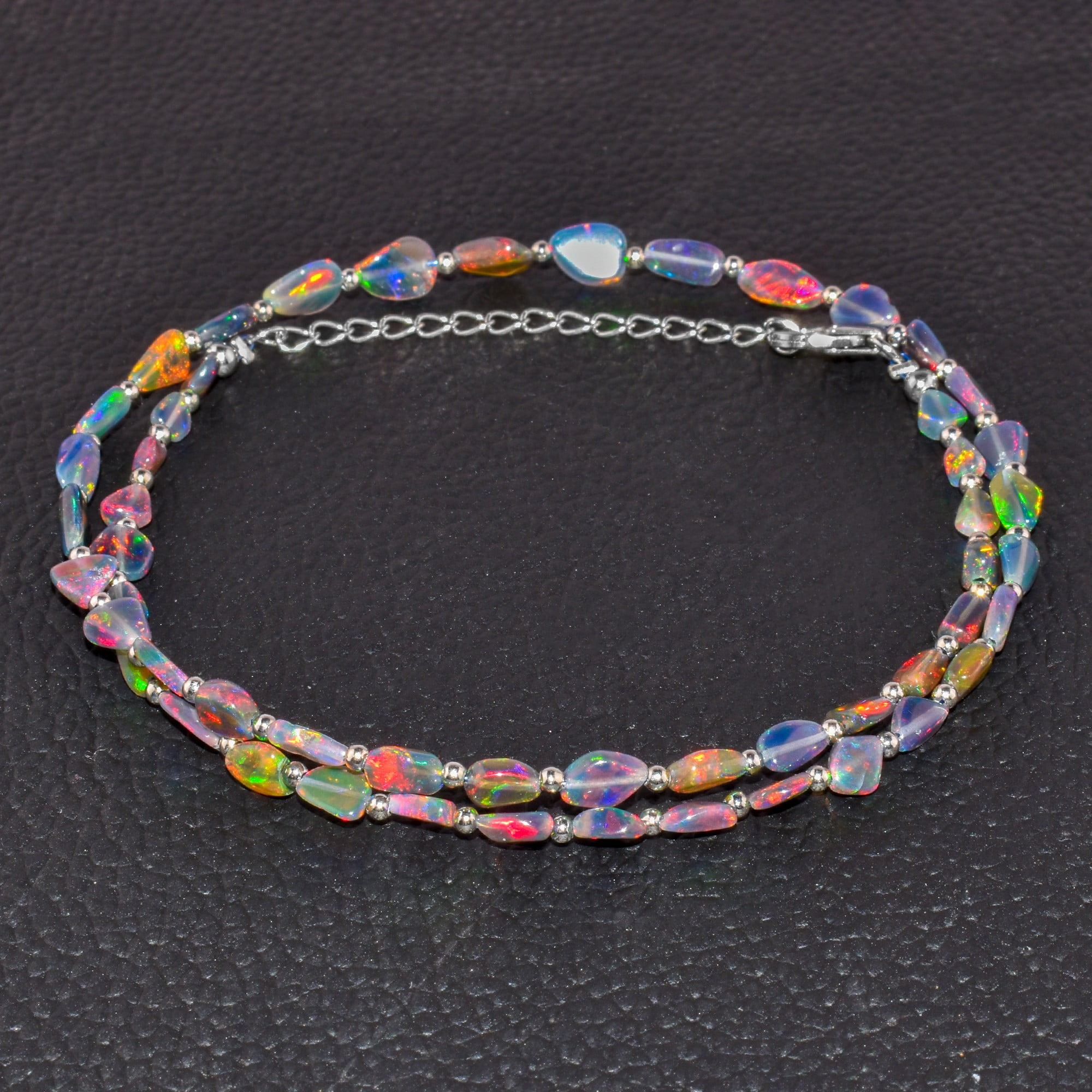 Handmade Ladies Black Velvet & Opalite Stone Choker Necklace - UK Made