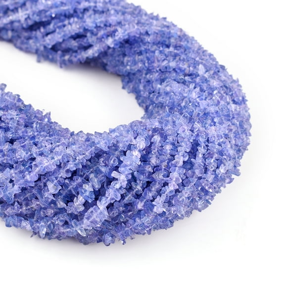 QNAVIC Blue Tanzanite Gemstone Beads Nugget Chips Drilled Stone Chakra Healing Crystals DIY Jewelry Making Wholesale Bulk Loose Supply Strand 33 inch (1 Strand)