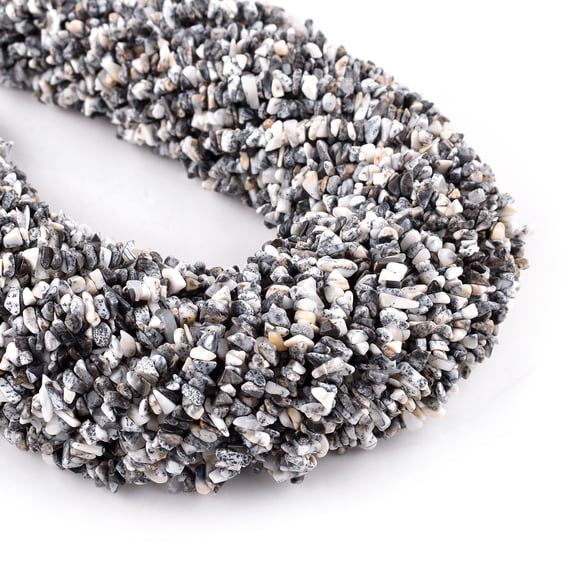 QNAVIC Dendrite Agate Gemstone Beads Nugget Chips Drilled Stone Chakra Healing Crystals DIY Jewelry Making Wholesale Bulk Loose Supply Strand 33 inch (1 Strand)