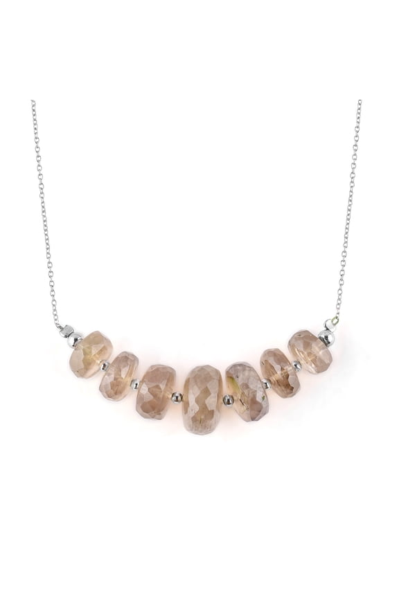 Genuine Diaspore Zultanite Crystal Beaded Stone Dainty Handmade Bar Necklace For Women, Chakra Healing Stones, Birthstone Jewelry, Rhodium Plated 925 Sterling Silver Chain 18 inch