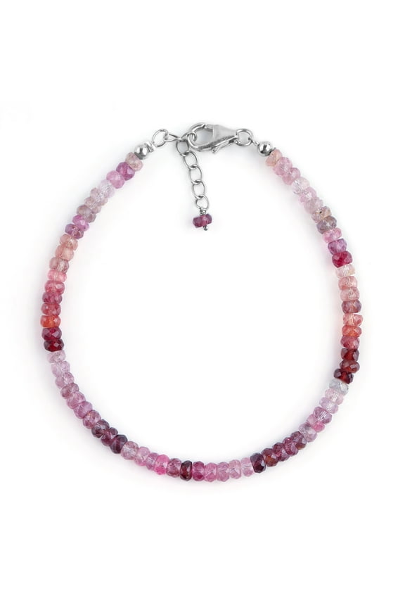 Genuine Multi Spinel Crystal Stone Full Beads Handmade Bracelet For Women, Healing Crystal, Birthstone Jewelry, Rhodium Plated Sterling Silver Choker Bracelet