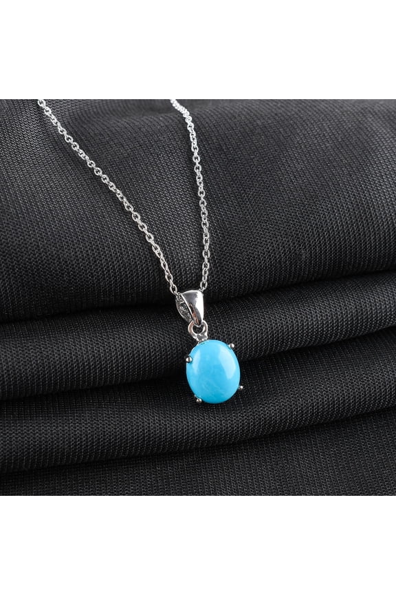 Genuine Turquoise Crystal Stone Dainty Handmade 4-Prong Pendant Necklace For Women, Chakra Healing Stones, Birthstone Jewelry, Rhodium Plating 925 Sterling Silver Chain 18 inch, Gift for Mom