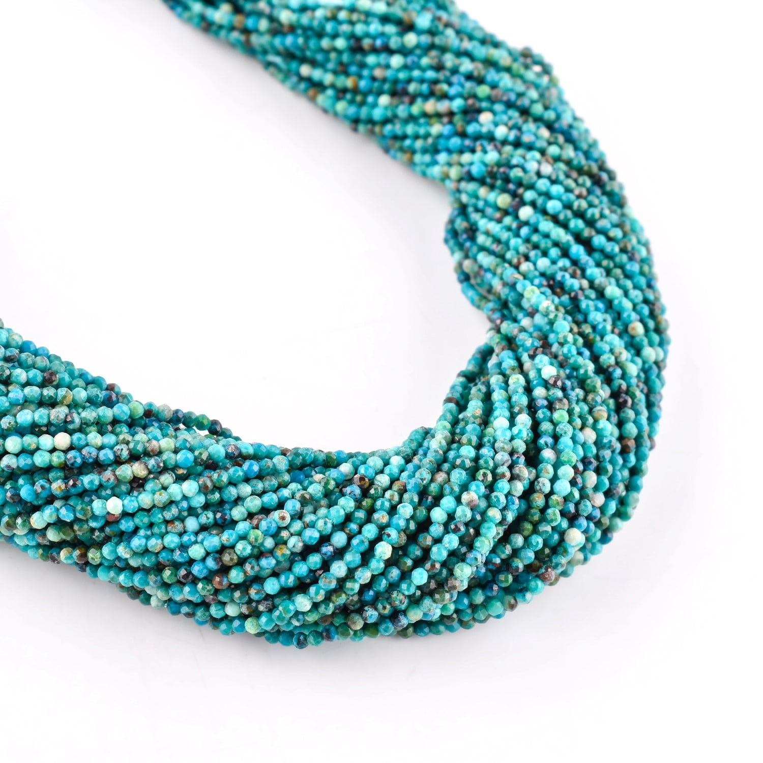 QNAVIC Genuine Turquoise Gemstone Micro Faceted Rounds Beads Strand Drilled Stone Chakra Healing Crystals DIY Jewelry Making Wholesale Bulk Loose Supply Strand 30 Centimeter (1 Strand)