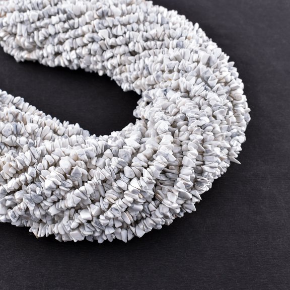 QNAVIC Howlite Gemstone Beads Nugget Chips Drilled Stone Chakra Healing Crystals DIY Jewelry Making Wholesale Bulk Loose Supply Strand 33 inch (1 Strand)