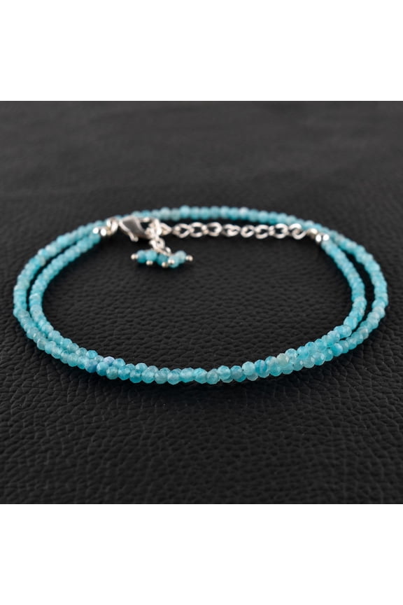 Natural Amazonite Gemstone Micro Round Beads Dainty Choker Necklace, Jewelry for Women, Healing Chakra Crystals, Birthstone Gift for Her, Silver Plated Chain 18 inch