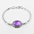 thumbnail image 1 of QNAVIC Natural Amethyst Gemstone Oval Cabochon Bezel Bracelet, Oxidized 925 Sterling Silver Jewelry Foxtail Chain Bracelet, 1 of 4