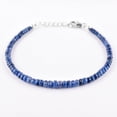 thumbnail image 1 of QNAVIC Natural Blue Sapphire Gemstone Beads Dainty Bangle Bracelet, Handmade Jewelry, Healing Crystals, September Birthstone, Gift for Women, Rhodium Plated 925 Sterling Silver Jewelry 8 inch, 1 of 5