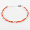 thumbnail image 1 of QNAVIC Natural Carnelian Gemstone Micro Beads with Silver Ball Bangle Bracelet for Women, Handmade Jewelry, Healing Chakra Crystals, 925 Sterling Silver Chain 8 Inch, Birthday Gifts, 1 of 5