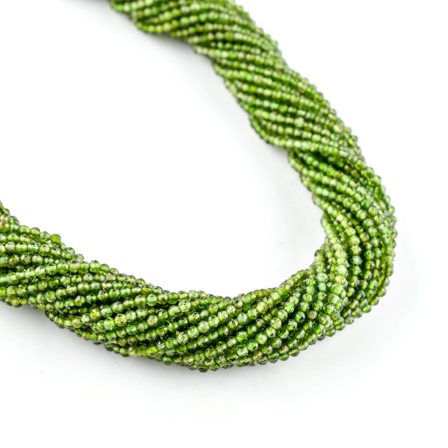 QNAVIC Natural Chrome Diopside Gemstone Micro Faceted Rounds Beads Strand Drilled Stone Chakra Healing Crystals DIY Jewelry Making Wholesale Bulk Loose Supply Strand 30 Centimeter (1 Strand)