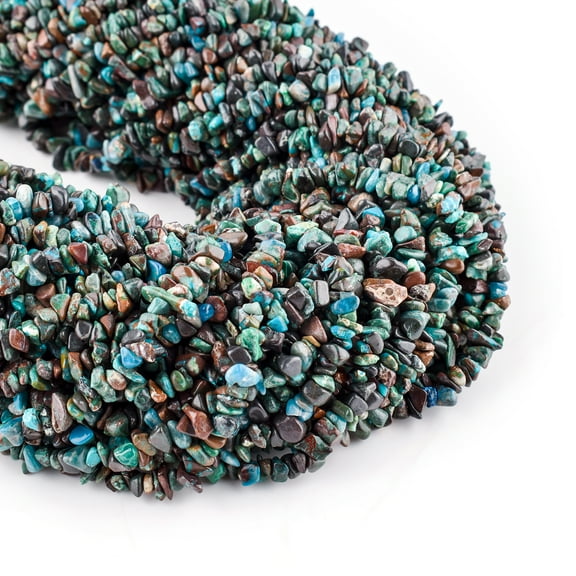 QNAVIC Natural Chrysocolla Gemstone Beads Nugget Chips Drilled Stone Chakra Healing Crystals DIY Jewelry Making Wholesale Bulk Loose Supply Strand 33 inch (1 Strand)