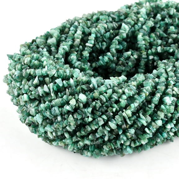 QNAVIC Natural Emerald Gemstone Beads Nugget Chips Drilled Stone Chakra Healing Crystals DIY Jewelry Making Wholesale Bulk Loose Supply Strand 33 inch (1 Strand)