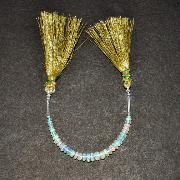 QNAVIC Natural Ethiopian Opal Gemstone Beads Loose Strand Chakra Healing Crystals October Birthstone DIY Mala Jewelry Making Handcraft Wholesale Lot 2.7inch Strand