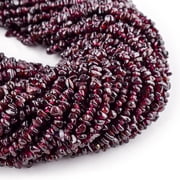 QNAVIC Natural Garnet Gemstone Beads Nugget Chips Drilled Stone Chakra Healing Crystals DIY Jewelry Making Wholesale Bulk Loose Supply Strand 33 inch 1 Strand