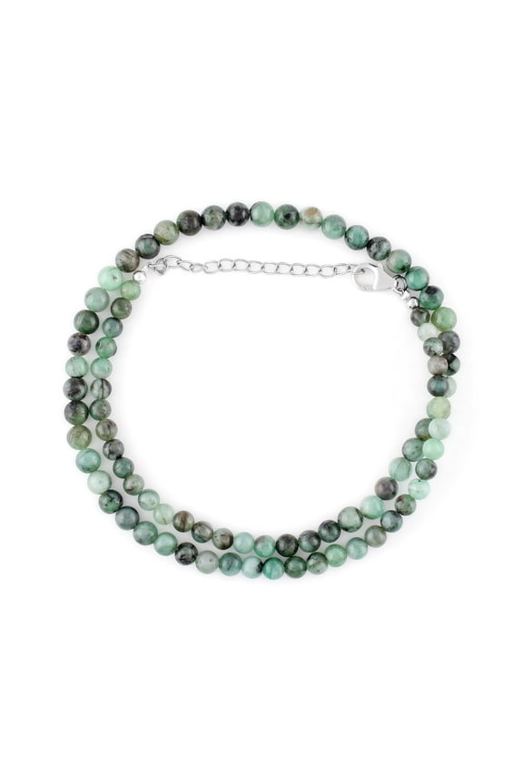 Natural Green Emerald Gemstone Rounds Beads Choker Necklace, Handmade Jewelry, Chakra Healing Crystals, May Birthstone, Gift for Women, 925 Sterling Silver Necklace 18"