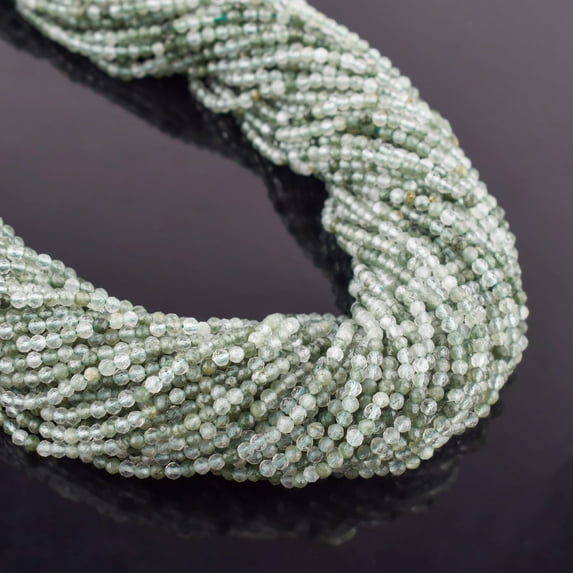 QNAVIC Natural Green Strawberry Quartz Gemstone Micro Faceted Rounds Beads Strand Drilled Stone Chakra Healing Crystals DIY Jewelry Making Wholesale Bulk Loose Supply Strand 30 Centimeter (1 Strand)
