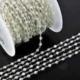 thumbnail image 1 of QNAVIC Natural Prehnite Gemstone Handmade Beaded Stone Rosary Chains with 3mm Beads Jewelry Making DIY Accessories 925 Sterling Silver Rosary Chain Hand Craft (1 feet), 1 of 3