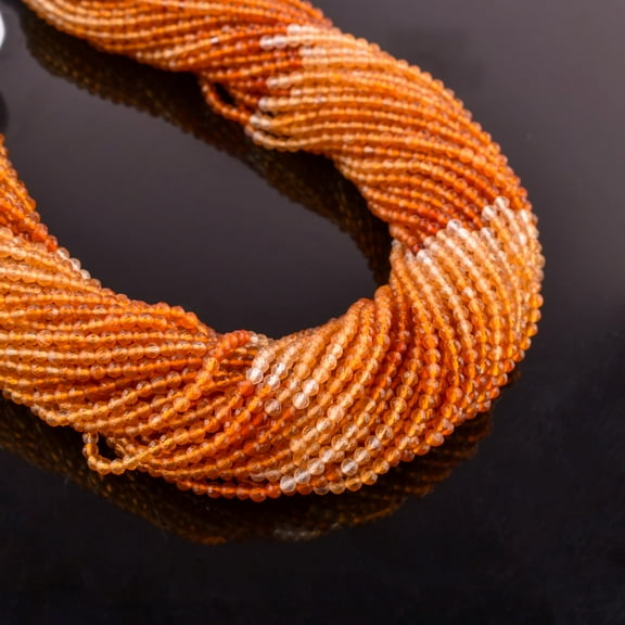 QNAVIC Natural Shaded Carnelian Gemstone Micro Faceted Rounds Beads Strand Drilled Stone Chakra Healing Crystals DIY Jewelry Making Wholesale Bulk Loose Supply Strand 30 Centimeter (1 Strand)