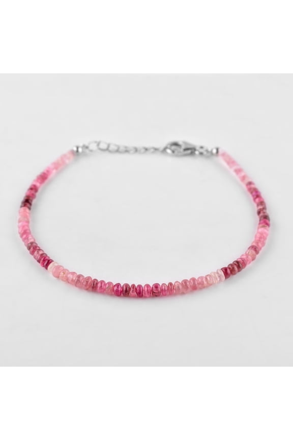 Natural Shaded Ruby Gemstone Beads Dainty Bracelet, Handmade Jewelry, July Birthstone, Healing Crystals, 925 Sterling Silver Chain 8 inch, Engagement Gifts for Her