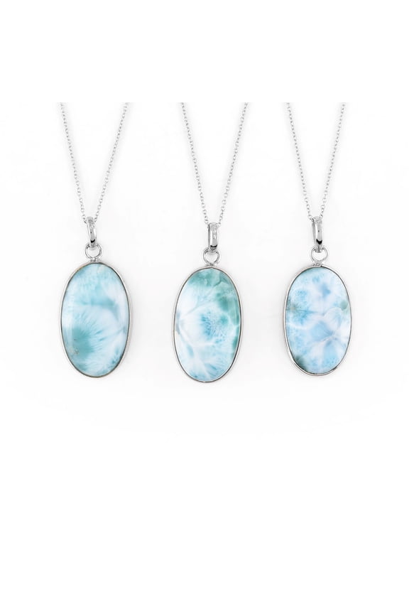 Natural Sky Blue Larimar Stone Bezel Pendant Dainty Necklace Handmade Necklace For Women Healing Chakra Energy Crystals, Birthstone Jewelry, 925 Sterling Silver 18 inch, Birthday Gift for Her