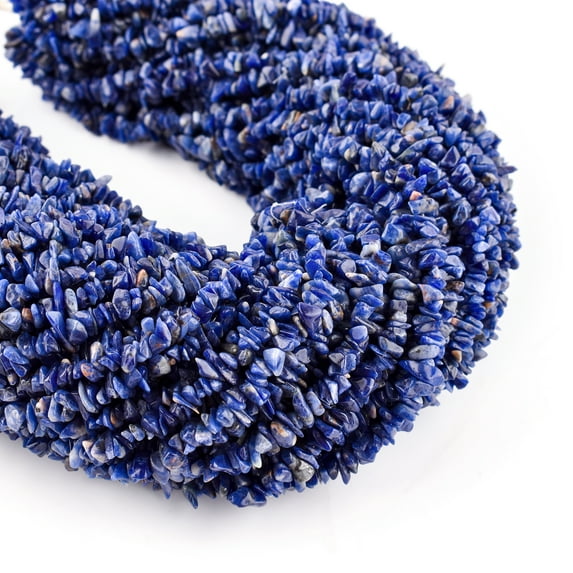 QNAVIC Natural Sodalite Gemstone Beads Nugget Chips Drilled Stone Chakra Healing Crystals DIY Jewelry Making Wholesale Bulk Loose Supply Strand 33 inch (1 Strand)