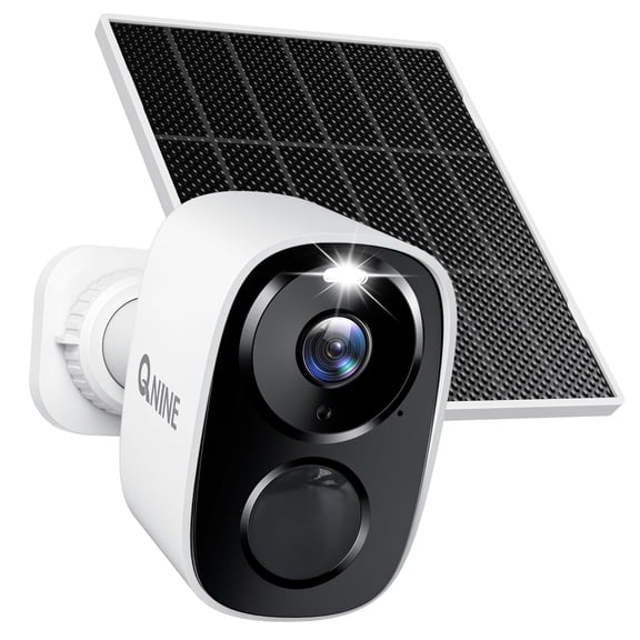 QNINE Solar Security Camera Outdoor Surveillance Camera for Home Security System with Night Vision, PIR Detection, 5G WiFi and Works with Alexa