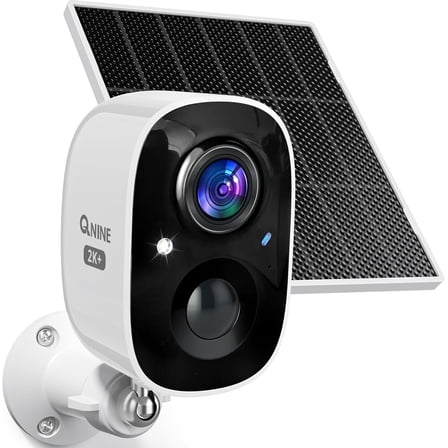 QNINE Solar Security Camera Outdoor Wireless, 2.5K 3MP WiFi Home Surveillance Camera with Solar Panel, Rechargeable Battery, Color Night Vision, PIR Motion Detection, IP66 Waterproof, 2-Way Audio